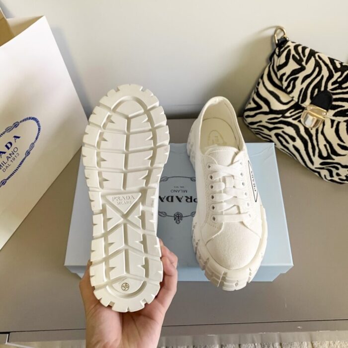 Prada Double Wheel Nylon Gabardine Sneaker White 1E260M3LFXF0009F050 - Image 2