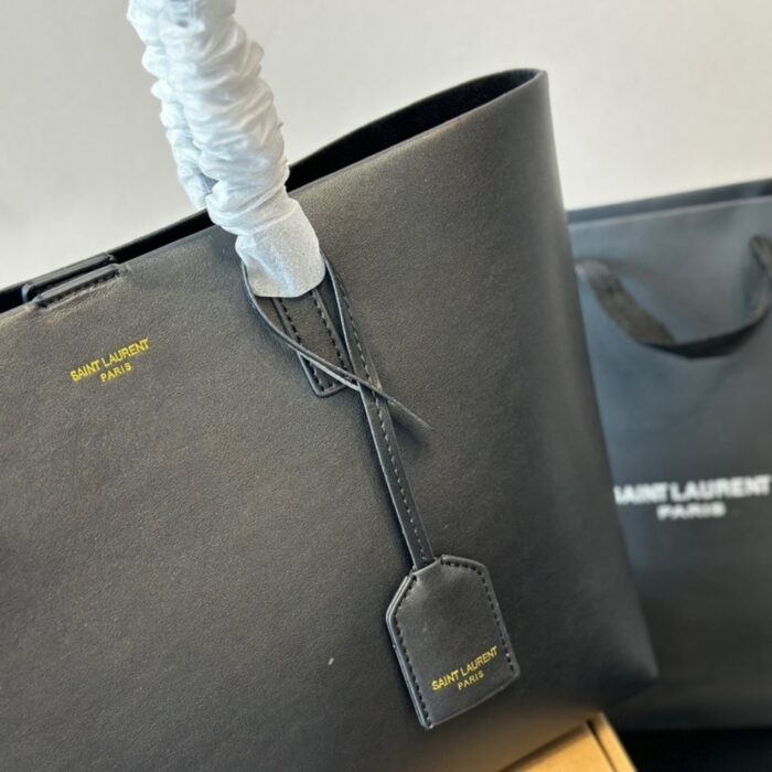 Saint Laurent Shopping Bag Leather Black 37cm 600281CSV0J1000 - Image 6