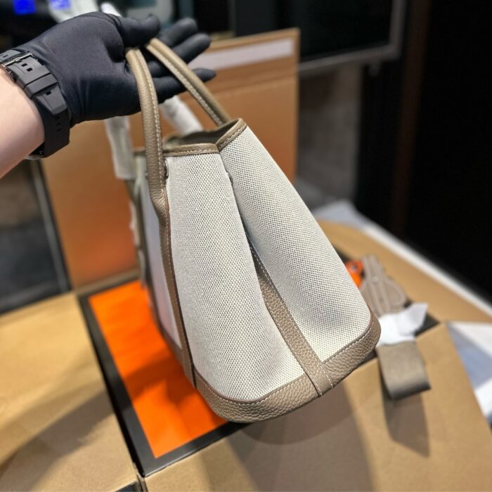 Hermes Garden Party 30 Handbag Canvas Etoupe 30cm - Image 3