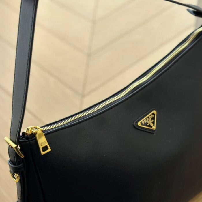Prada Aimée Large Leather Shoulder Bag Black 39cm 1BC228 2CYS F0002 V LVM - Image 5
