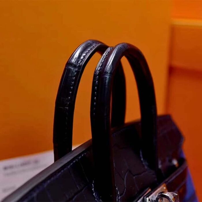 Hermes Sac Faubourg Birkin Matte Alligator Blue And Black 25cm - Image 3