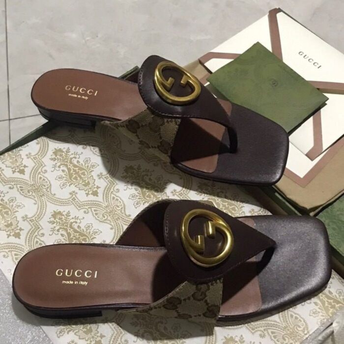 Gucci Women's' Blondie Thong Sandals in Brown - Image 5