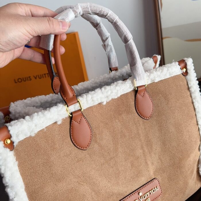 Louis Vuitton On The Go Bag With Fur And Suede Brown 36cm - Image 6
