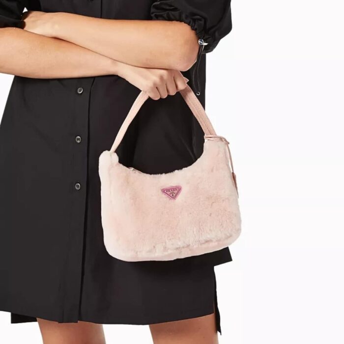 Prada Re Edition 2000 Bag Shearling Pink 23cm - Image 4