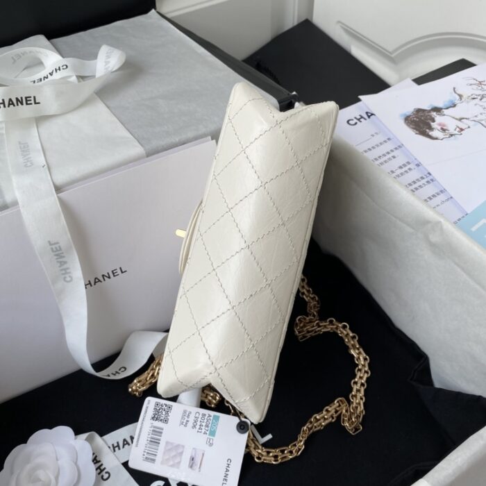 Chanel Mini 2.55 Handbag White 20cm - Image 6