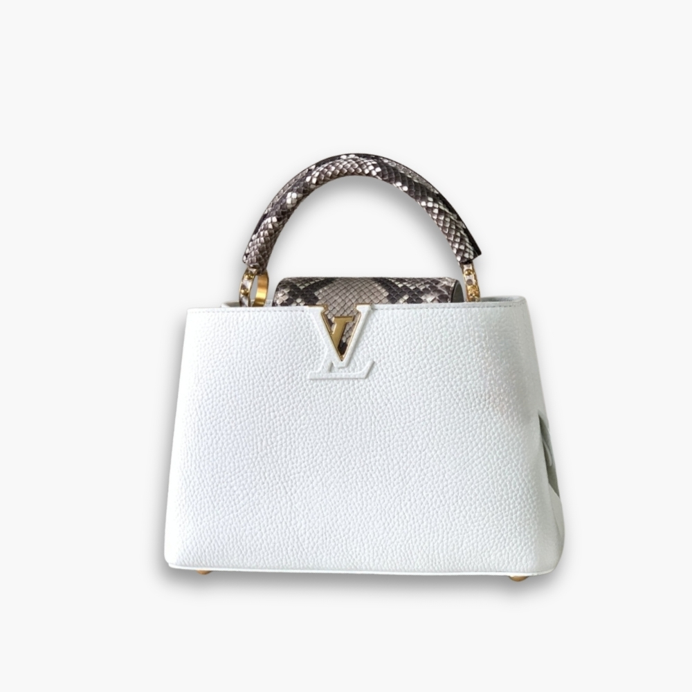 Louis Vuitton Capucines BB White And Python Trim 27cm