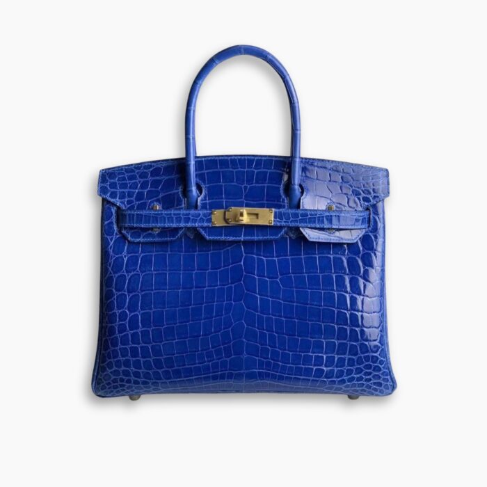 Hermes Birkin 30 Crocodile Gold-toned Hardware Dark Blue 30cm