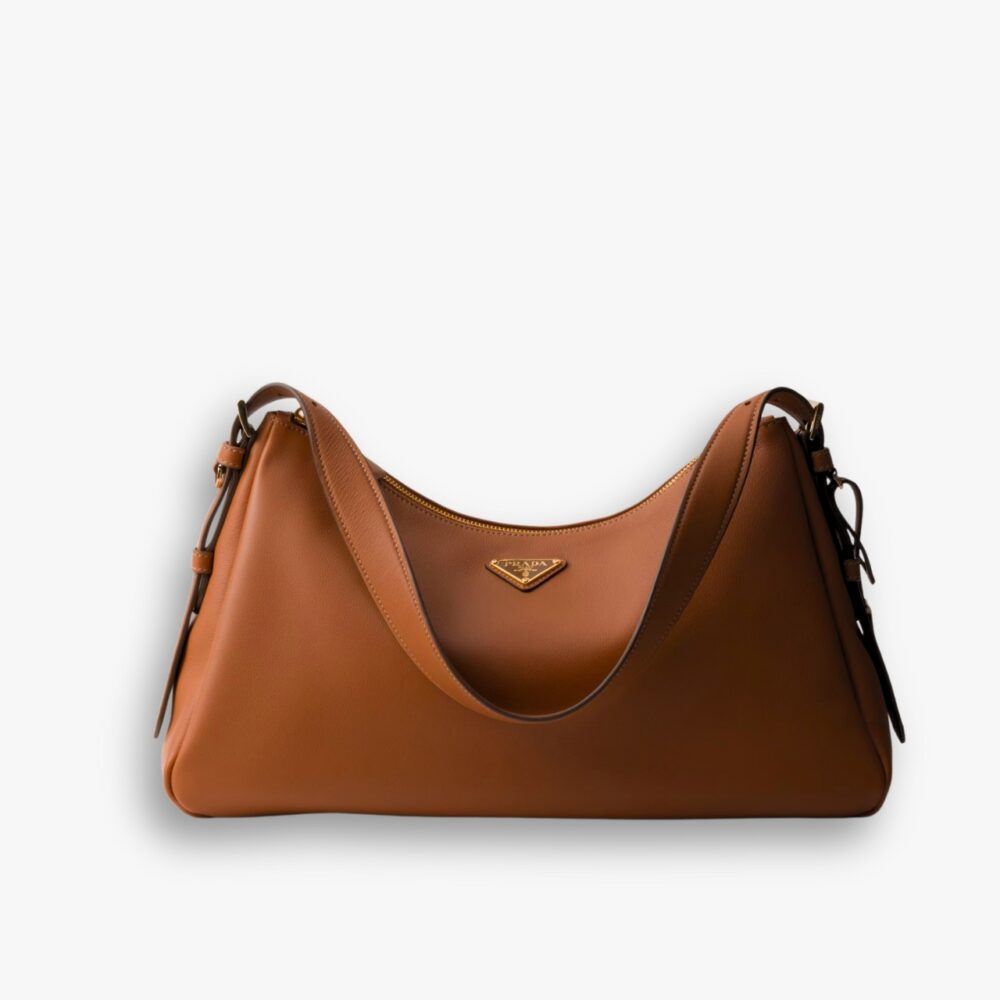 Prada Aimée Large Leather Shoulder Bag Caramel 39cm 1BC228 2CYS F03BH V LVM