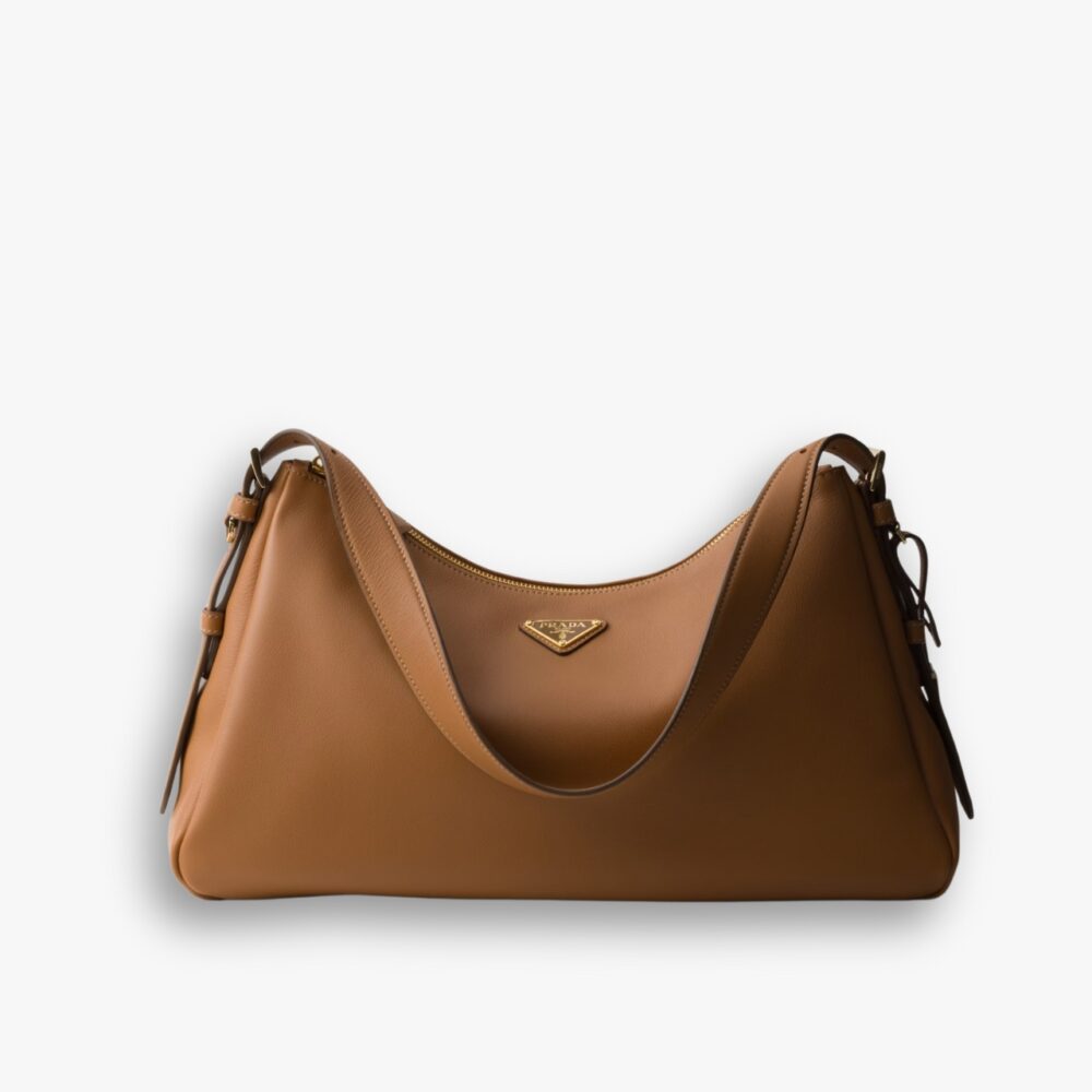 Prada Aimée Large Leather Shoulder Bag Caramel 39cm 1BC228 2CYS F03BH V LVM