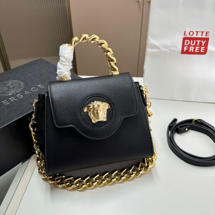 Versace La Medua Small Leather Black 21cm - Image 2