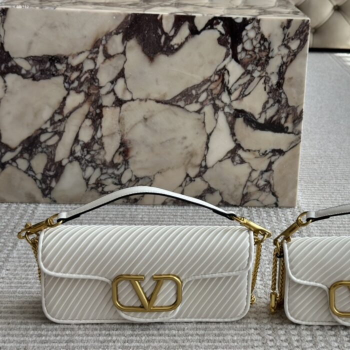 Valentino Garavani Locò Pleated Nappa White 26cm - Image 2