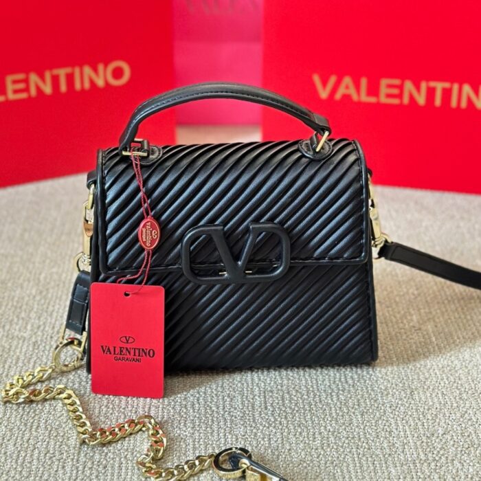Valentino Garavani Small Leather Vsling Black 20cm - Image 2