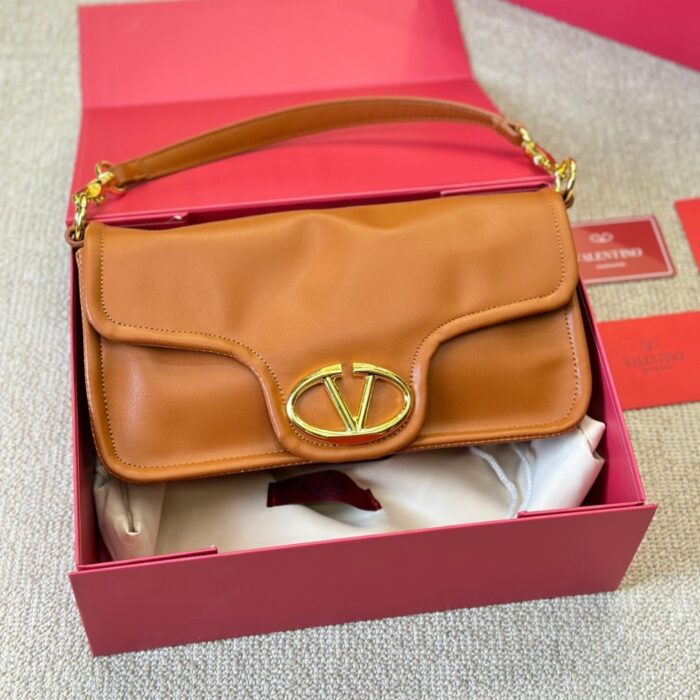 Valentino Garavani Vlogo 1960 Nappa Leather Shoulder Bag Brown 28cm - Image 2