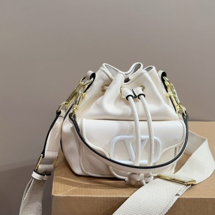 Valentino Garavani Loco Bucket Bag White 18cm - Image 2