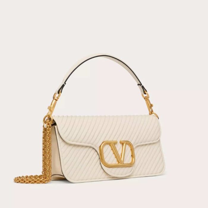 Valentino Garavani Locò Pleated Nappa White 26cm - Image 3