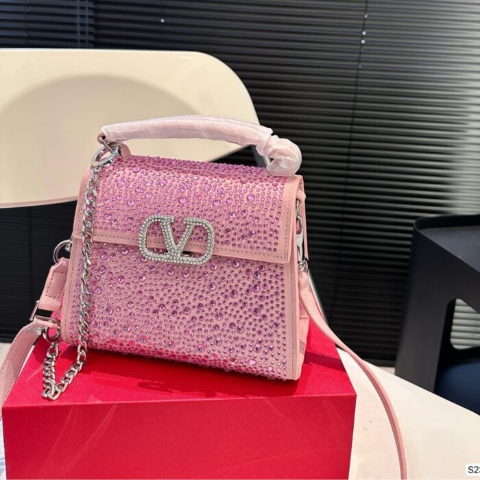 Valentino Vsling Mini Handbag With Sparkling Embroidery Pink 19Cm - Image 3