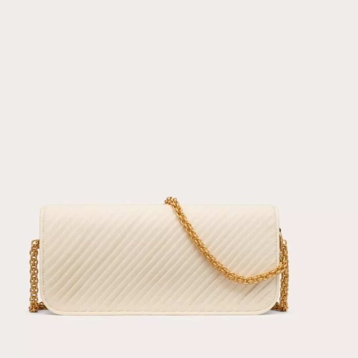 Valentino Garavani Locò Pleated Nappa White 26cm - Image 4