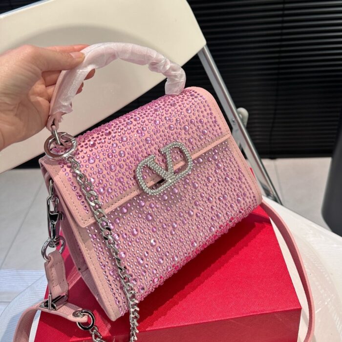 Valentino Vsling Mini Handbag With Sparkling Embroidery Pink 19Cm - Image 4