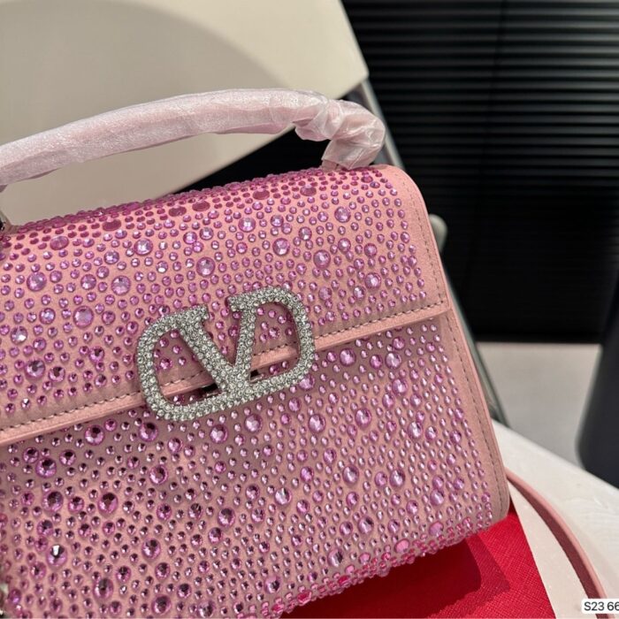 Valentino Vsling Mini Handbag With Sparkling Embroidery Pink 19Cm - Image 5