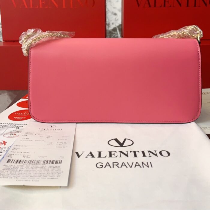 Valentino Garavani Locò Leather Shoulder Bag Pink 28cm - Image 6
