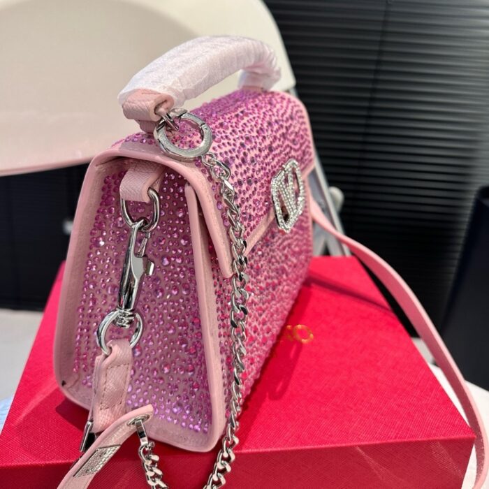 Valentino Vsling Mini Handbag With Sparkling Embroidery Pink 19Cm - Image 6