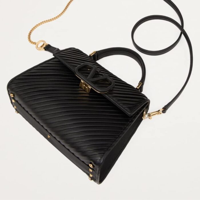 Valentino Garavani Small Leather Vsling Black 20cm - Image 7