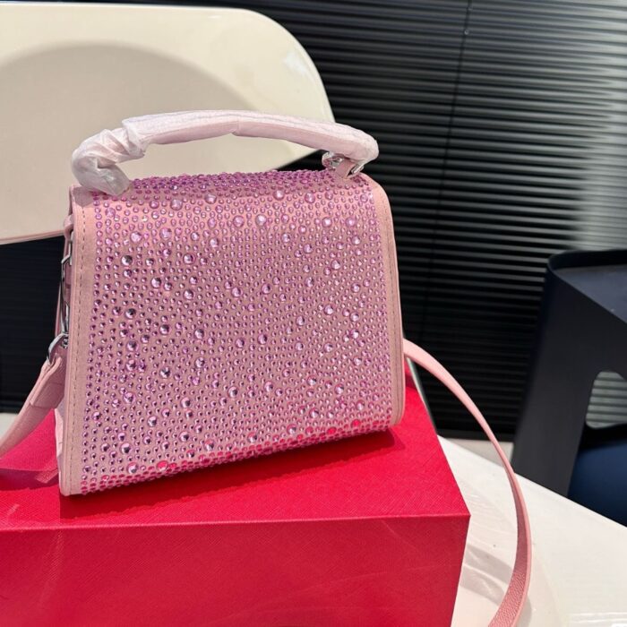 Valentino Vsling Mini Handbag With Sparkling Embroidery Pink 19Cm - Image 7