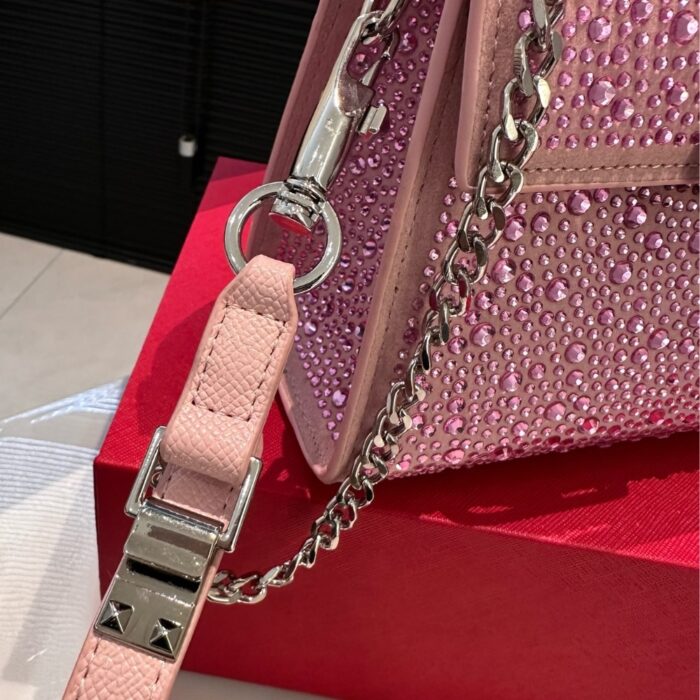 Valentino Vsling Mini Handbag With Sparkling Embroidery Pink 19Cm - Image 8