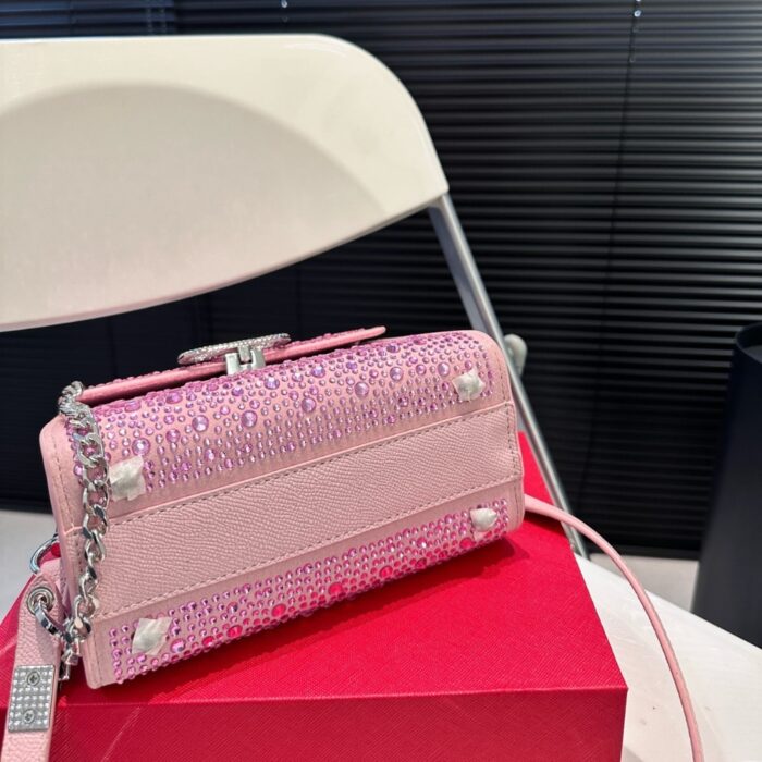 Valentino Vsling Mini Handbag With Sparkling Embroidery Pink 19Cm - Image 9