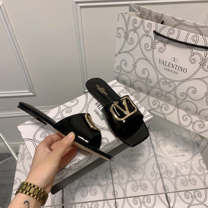 Valentino Vlogo Square Toe Slide Black - Image 6