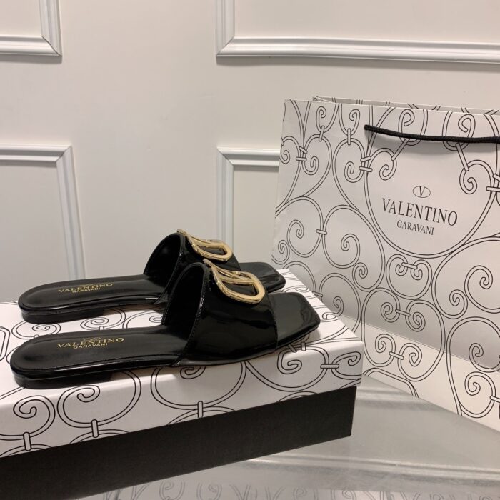 Valentino Vlogo Square Toe Slide Black - Image 2