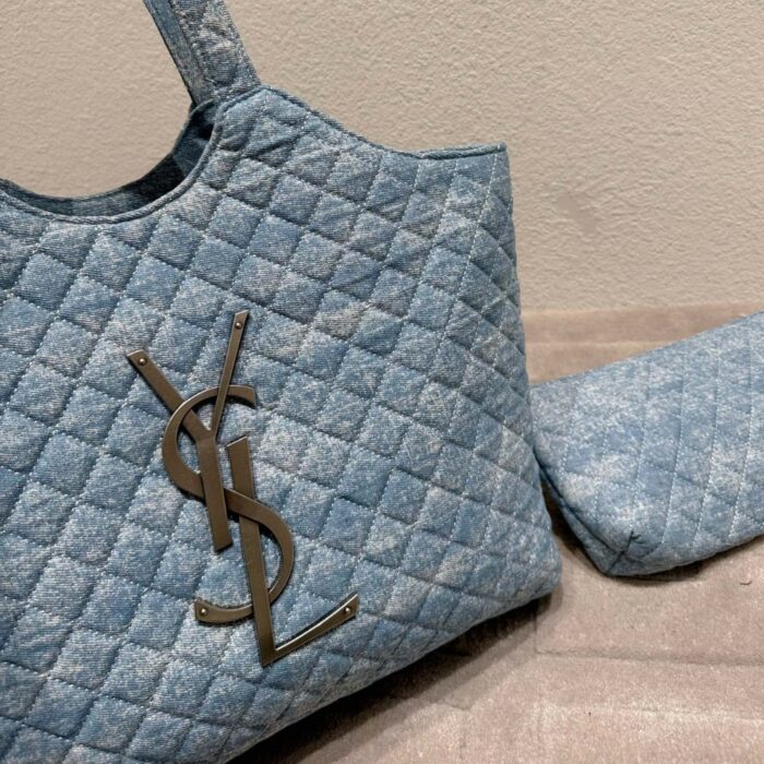 Saint Laurent Icare Maxi Shopping Bag Blue 40cm - Image 4