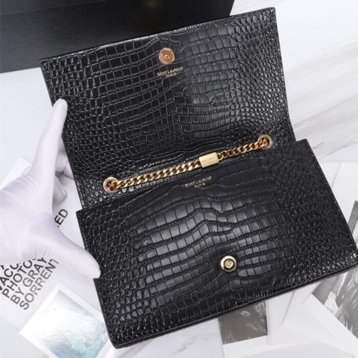 Saint Laurent Kate Medium Tassel In Crocodile Black 24cm - Image 4