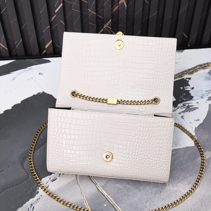 Saint Laurent Kate Medium Tassel In Crocodile White 24cm - Image 6