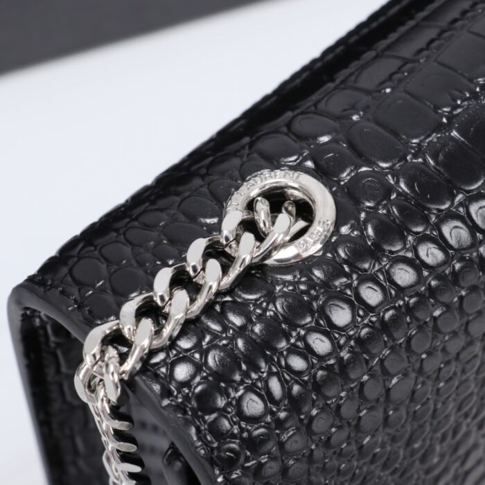 Saint Laurent Kate Medium Tassel In Crocodile Mirror Effect Black 24cm - Image 6