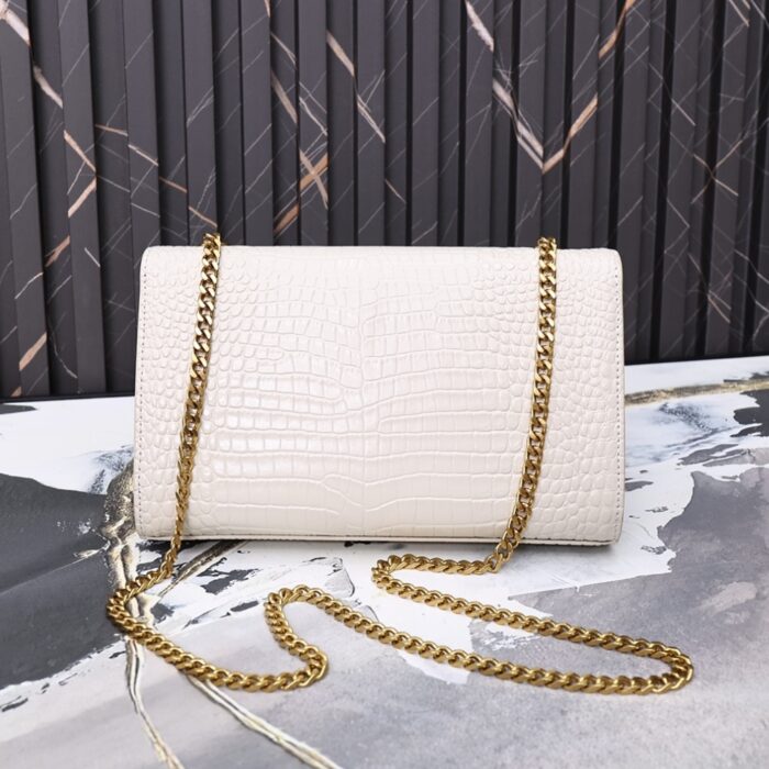 Saint Laurent Kate Medium Tassel In Crocodile White 24cm - Image 7