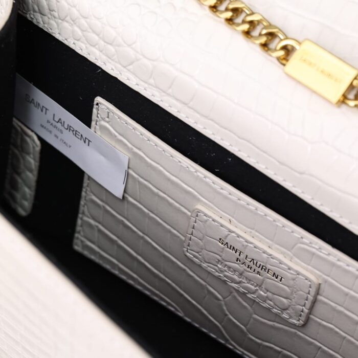 Saint Laurent Kate Medium Tassel In Crocodile White 24cm - Image 9