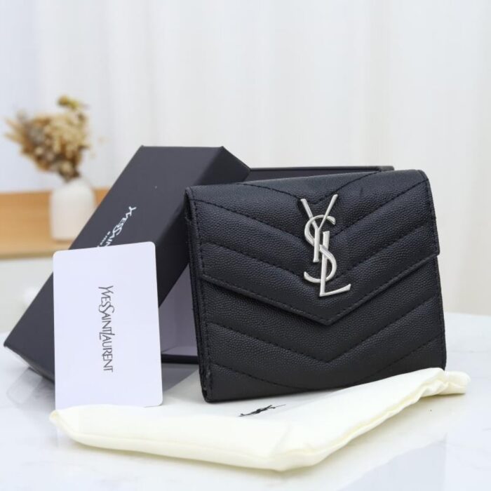 Saint Laurent Wallet In Grain De Poudre Embossed Black 12.5 cm - Image 2
