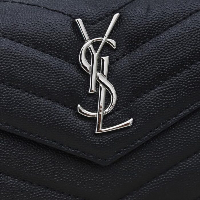 Saint Laurent Wallet In Grain De Poudre Embossed Black 12.5 cm - Image 6