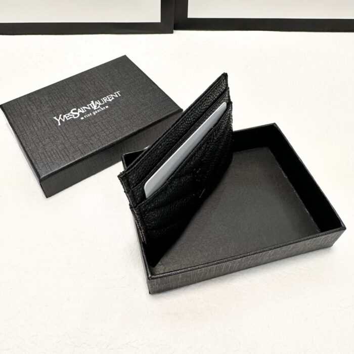 Saint Laurent Matelassé Card Case Black Logo 9cm - Image 7