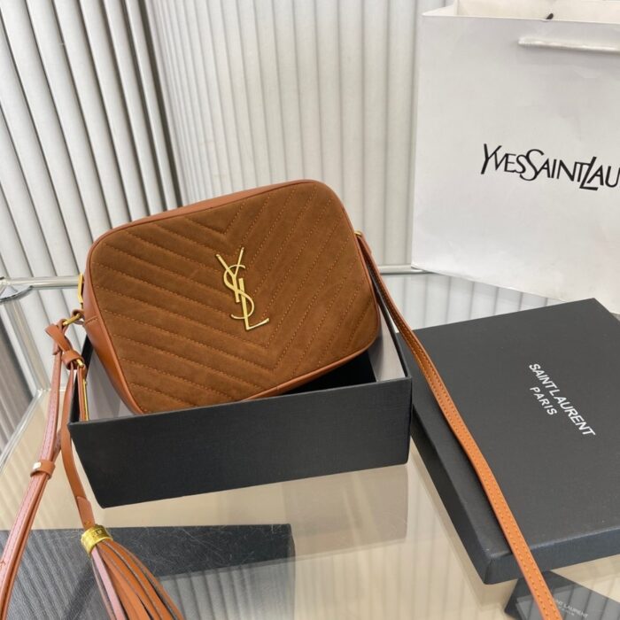 Saint Laurent Suede Matelasse Monogram Lou Camera Bag Cinnamon 23cm - Image 2
