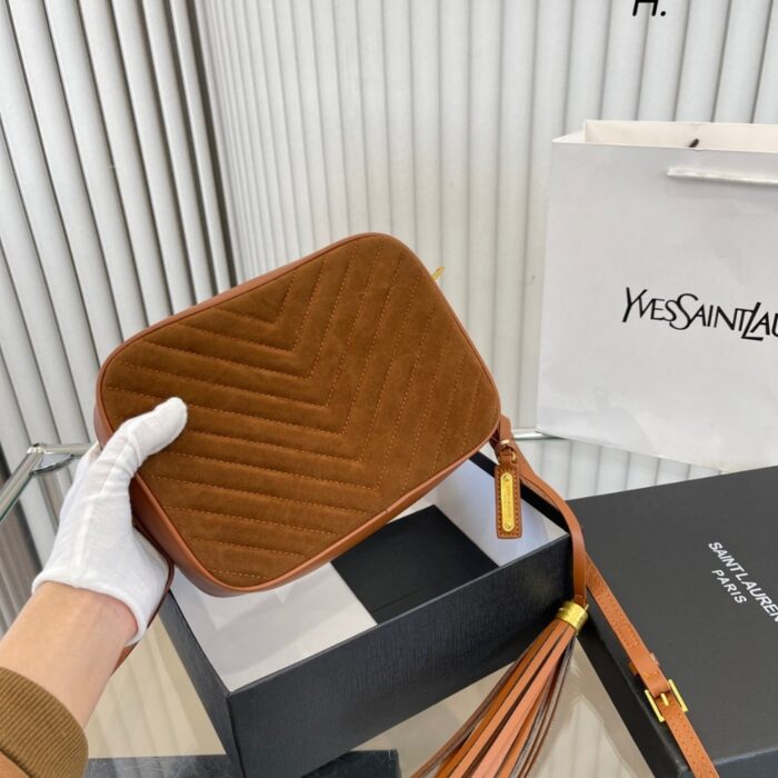 Saint Laurent Suede Matelasse Monogram Lou Camera Bag Cinnamon 23cm - Image 3