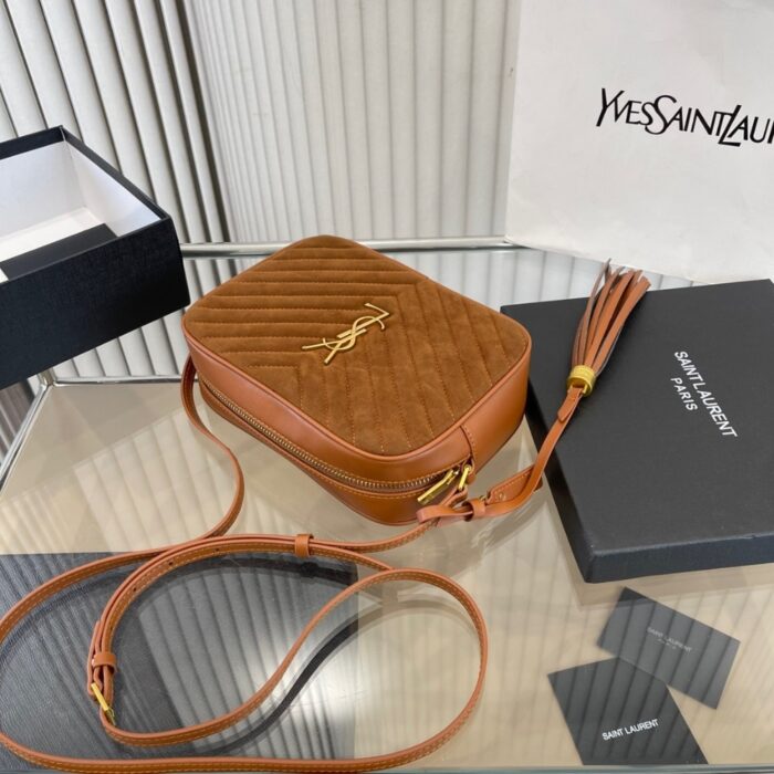 Saint Laurent Suede Matelasse Monogram Lou Camera Bag Cinnamon 23cm - Image 6