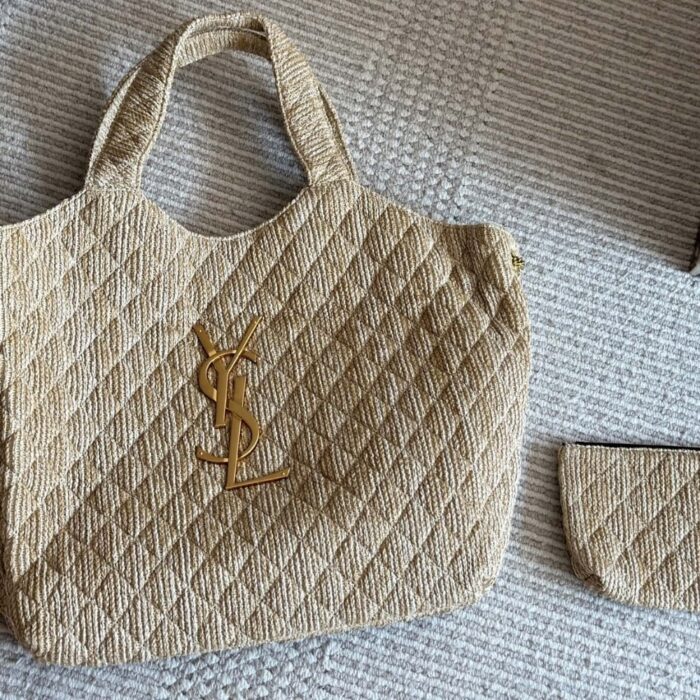 Saint Laurent Raffia Maxi Tote Bag Beige 40Cm - Image 2