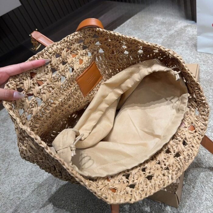 Saint Laurent Panier Raffia Natural Brown 41cm 688221 GAAAC 2080 - Image 2