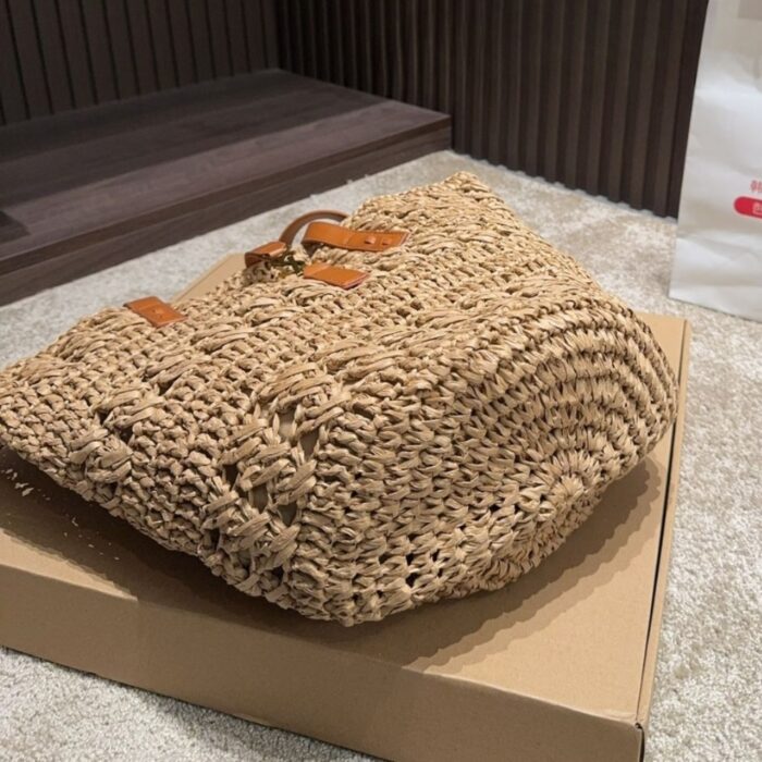 Saint Laurent Panier Raffia Natural Brown 41cm 688221 GAAAC 2080 - Image 3