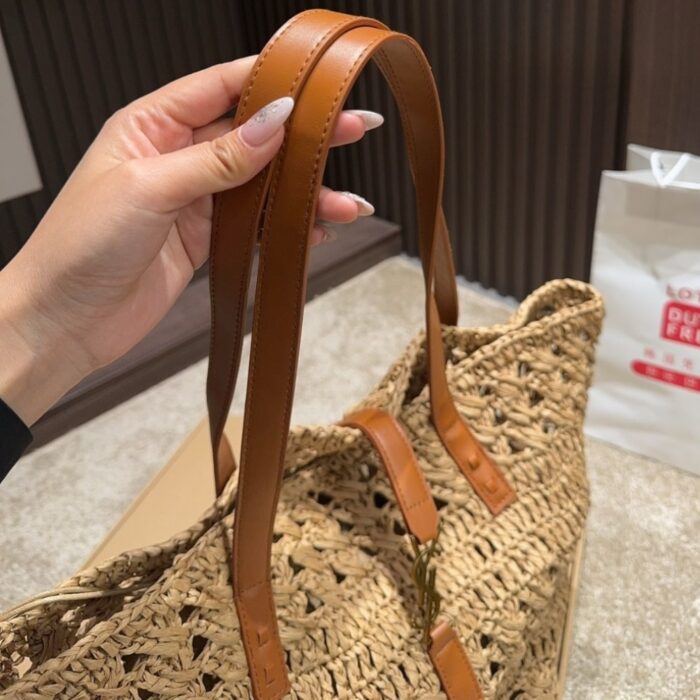 Saint Laurent Panier Raffia Natural Brown 41cm 688221 GAAAC 2080 - Image 5