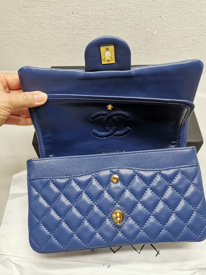 Chanel Classic Double Flap Bag Dark Blue 25cm - Image 6