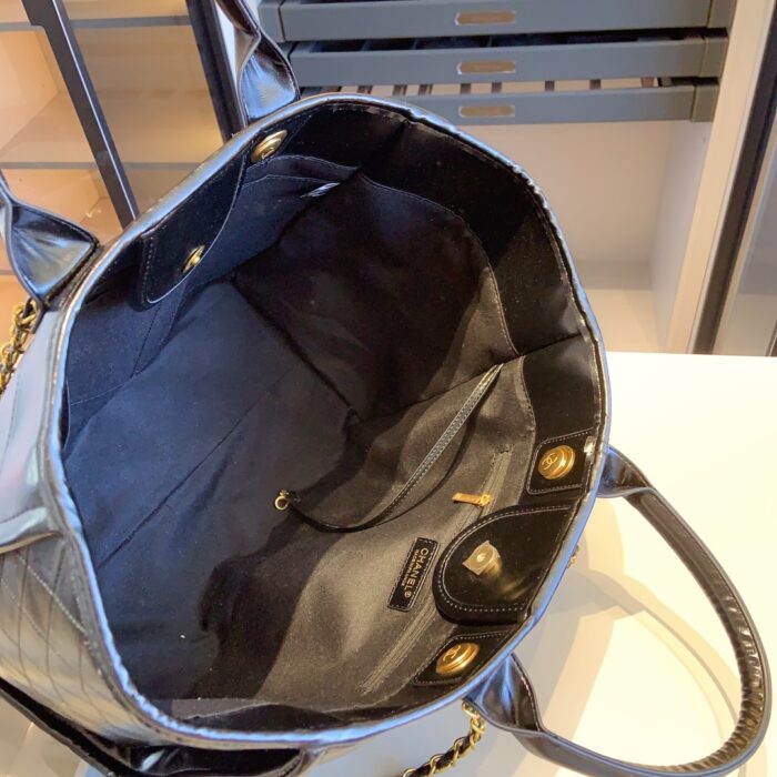 Chanel Deauville Shopping Tote Bag Black 38cm - Image 5
