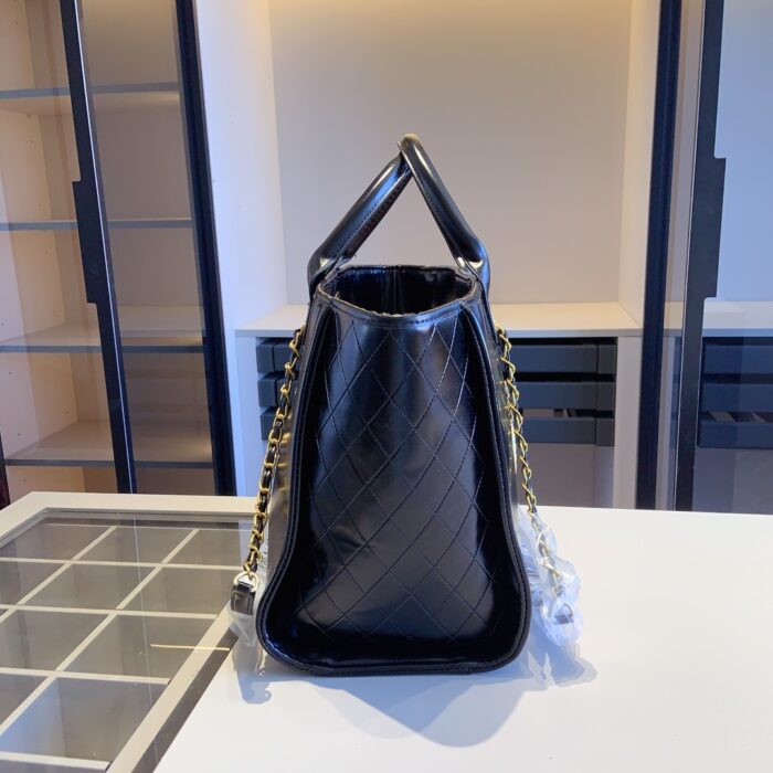 Chanel Deauville Shopping Tote Bag Black 38cm - Image 6